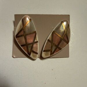 Avon Geometric Gold and Pink Earrings
